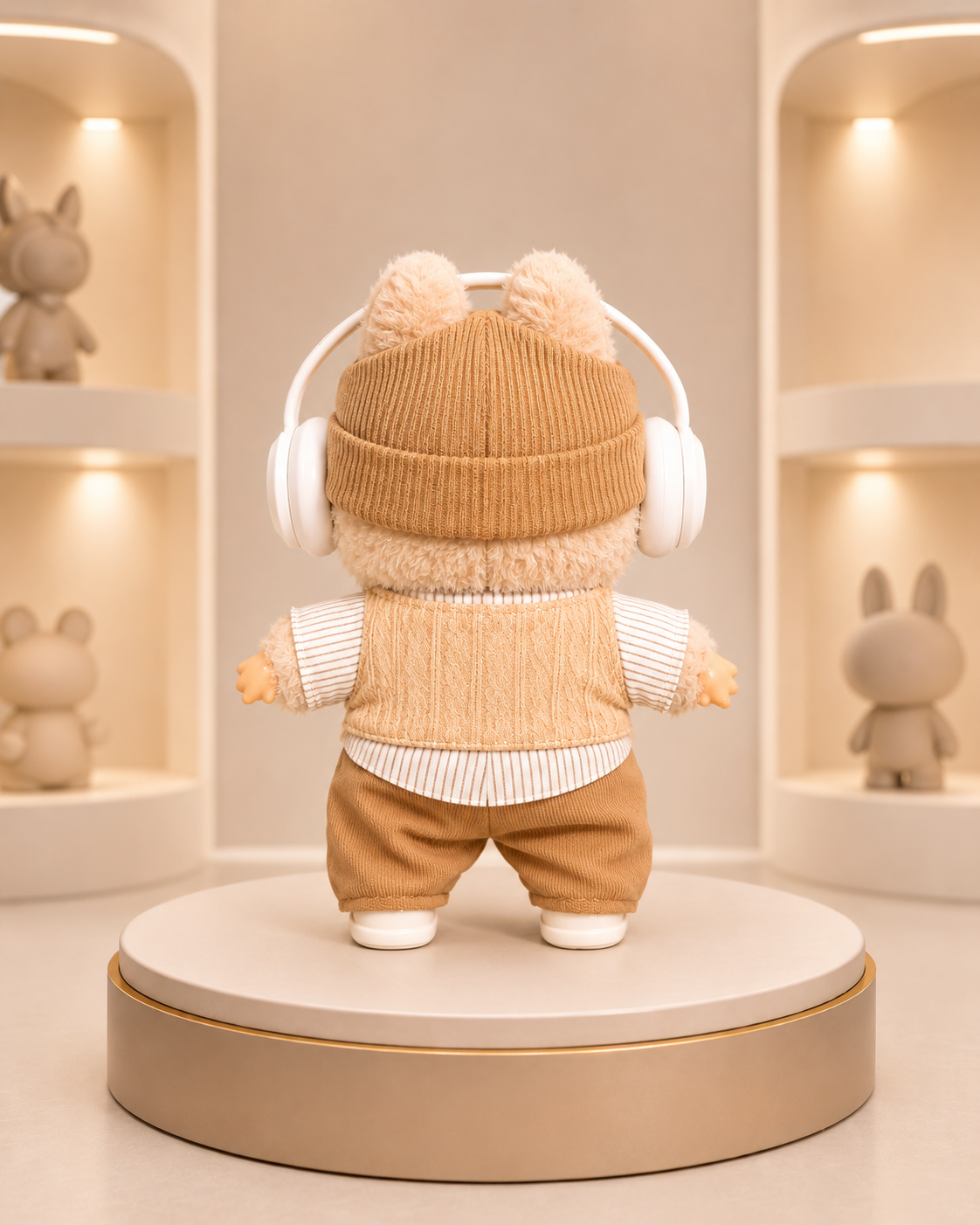 LABUBOX 8 - Muñeco llavero coleccionable 17cm con look beige y accesorios