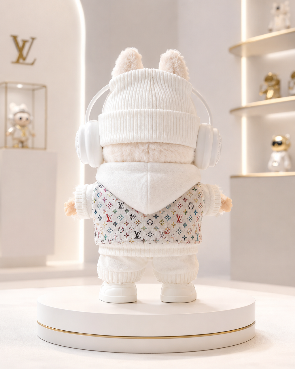 LABUBOX 3 - Muñeco llavero coleccionable 17cm con outfit blanco y accesorios