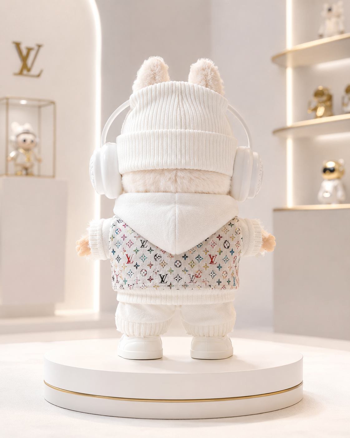 LABUBOX 3 - Muñeco llavero coleccionable 17cm con outfit blanco y accesorios