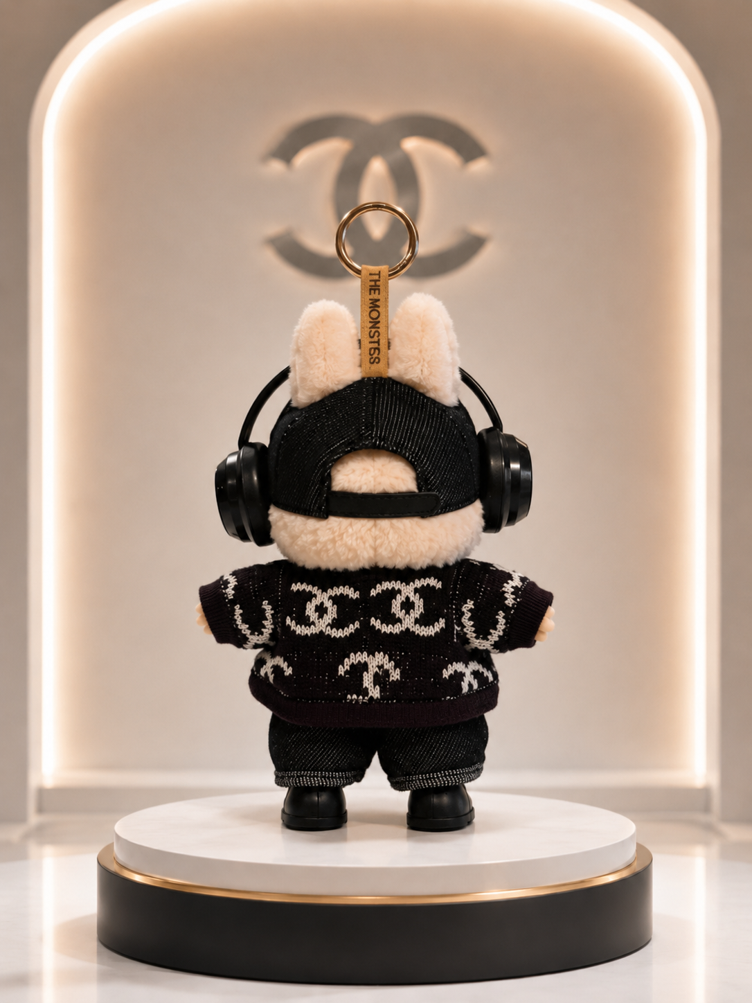 LABUBOX 2 - Muñeco llavero coleccionable 17cm con outfit negro y accesorios